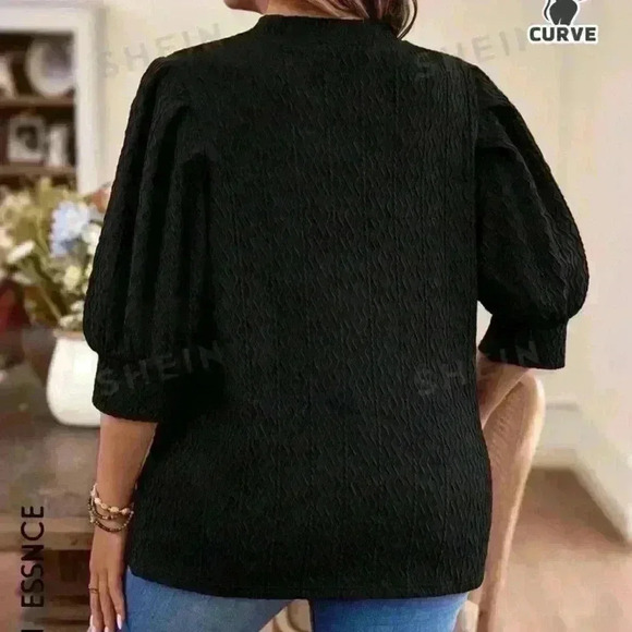 Shein Essence Plus Size Women's Elegant and Breathable Puff-sleeved top (575) - Picture 4 of 16